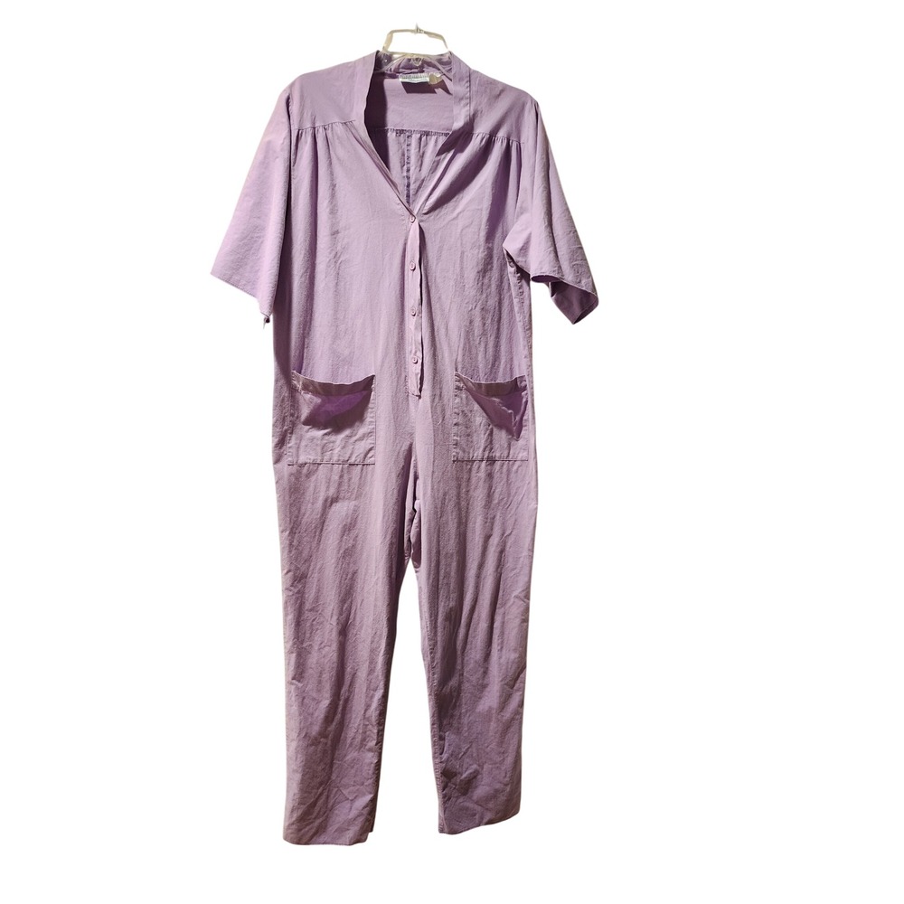 Avon Fashions Jumpsuit Women's Large Lavender‎ Short Sleeve Button Front Romper